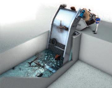 materiału gruboziarnistego HUBER TrashMax HUBER Krata zgrzebłowa RakeMax bardzo wysoka wydajność wynoszenia skratek niskie straty