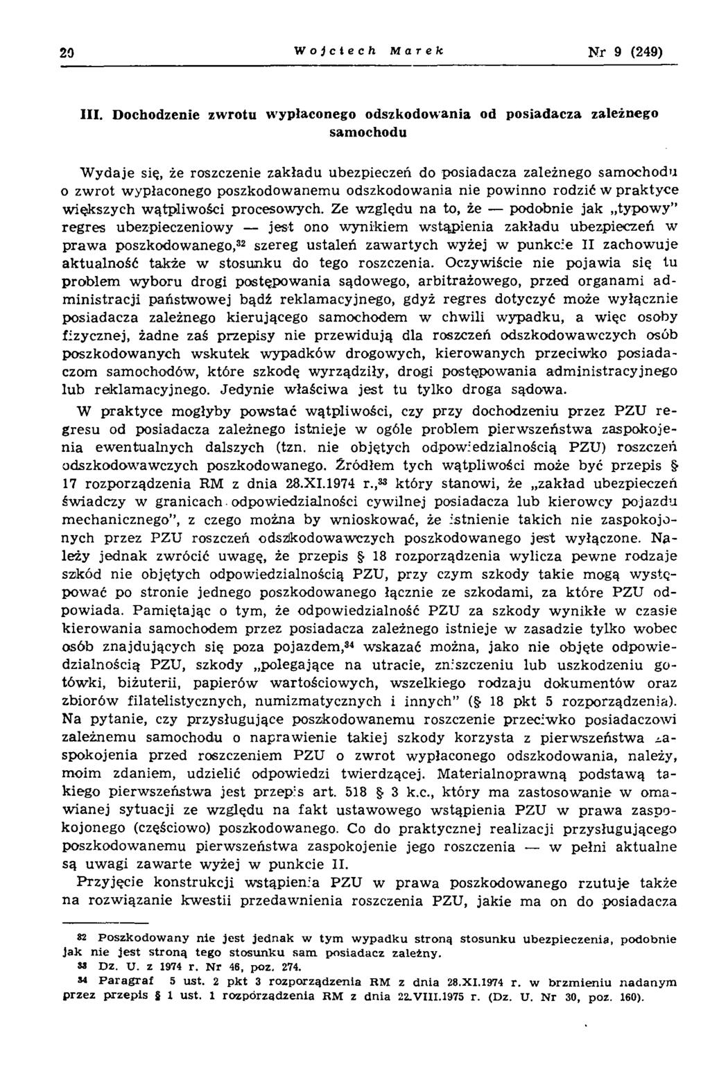20 W o J c t e ch Marek N r 9 (249) III.
