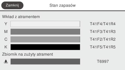 Operacje na ekranie głównym Przybliżone pozostałe poziomy materiałów eksploatacyjnych Po zapełnieniu pojemnika na zużyty tusz, odpowiedni pasek stanie się krótszy.
