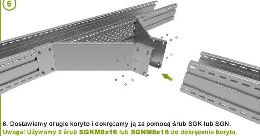 Uwg! Długość wycięci = 780 + ( korytk które chcemy dostwić). 4.