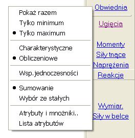ABC wersja 6.2 44. Menu Obwiednia Przycisk Obwiednia pozwala wybrać pokazywanie wyników w formie wartości ekstremalnych.