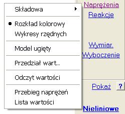 Wyniki 47. Menu NapręŜenia Program ABC Rama3D w kaŝdym przekroju w którym wprowadzono kształt, oblicza napręŝenia normalne σ.
