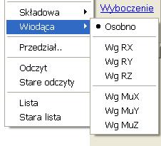 Wtedy na planszy profilu listy będzie moŝna wybrać składowe które mają się znaleźć w zestawieniu tabelarycznym i w jakim układzie współrzędnych (globalnym czy węzłowym).