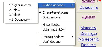 Wyniki 43. Menu Wariant Przycisk Wariant pozwala wybrać pokazywanie wyników dla pojedynczych wariantów.
