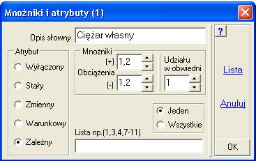 Jeśli będą to warianty bazowe, to wyniki odpowiadają zadanym schematom obciąŝeń. Jeśli będą to warianty dodane, to wyniki będą superpozycją wyników dla obcią- Ŝeń zadanych w module DANE.
