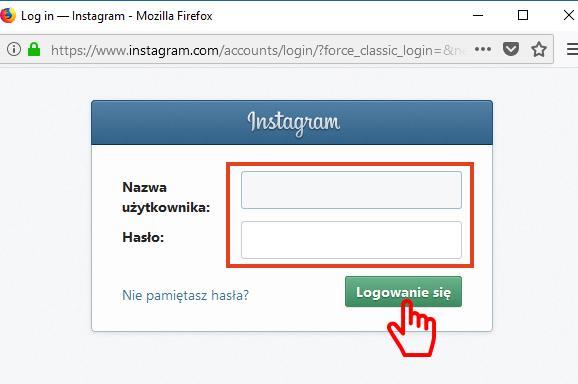 [14/51] Aby dodać film musimy podać nazwę użytkownika i hasło do naszego konta na portalu Instagram, a następnie nacisnąć przycisk Logowanie się. Rysunek 20.