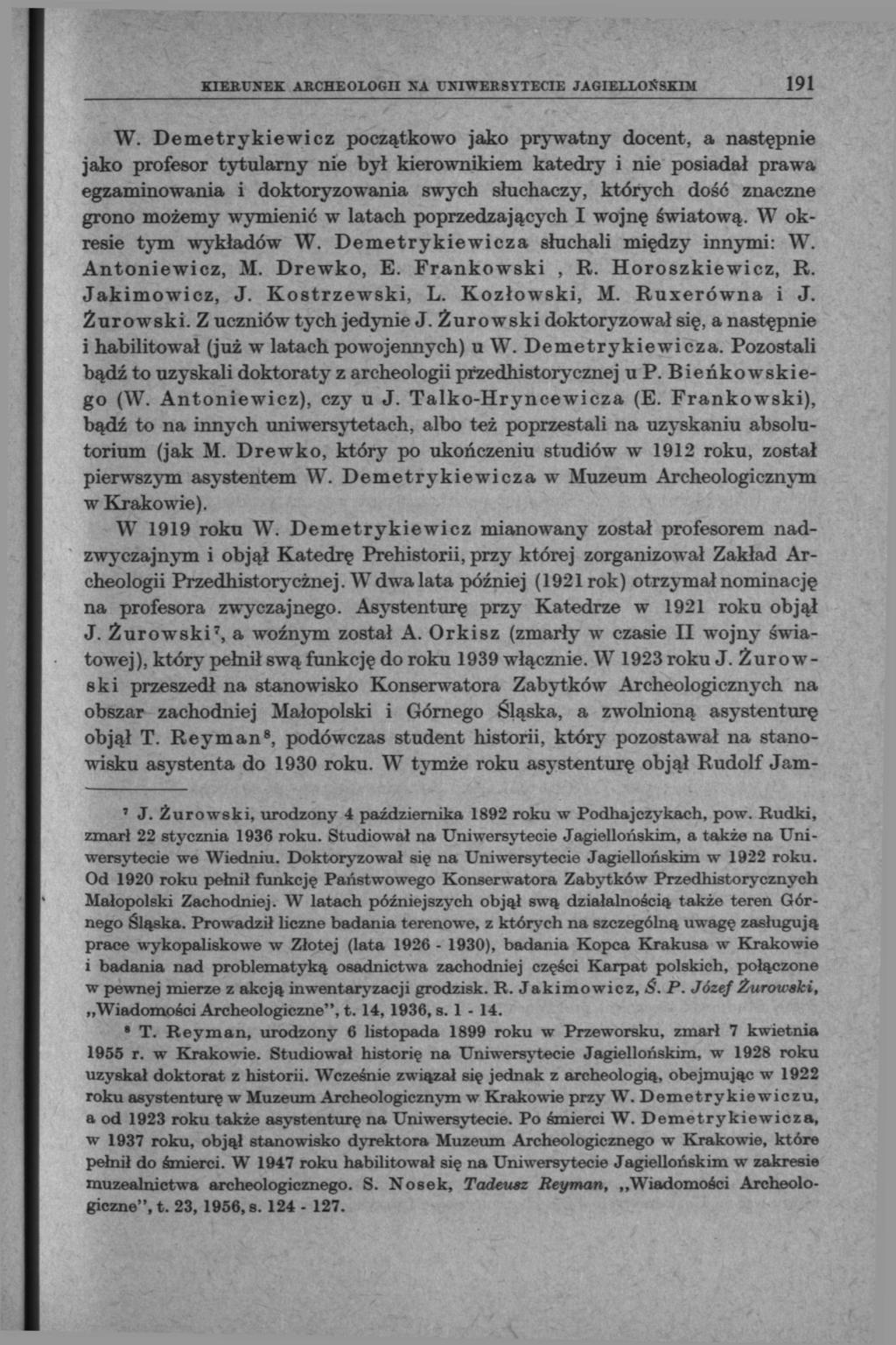 KIERUNEK ARCHEOLOGII NA UNIWERSYTECIE JAGIELLOŃSKIM 191 W.
