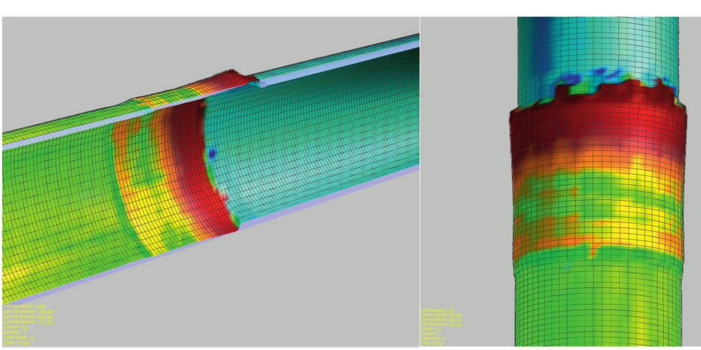 Image of deformation of casing pipes 9 5 8 at a depth of 23 m (2003) made from measurements of the probe MIT60 Rys. 4.