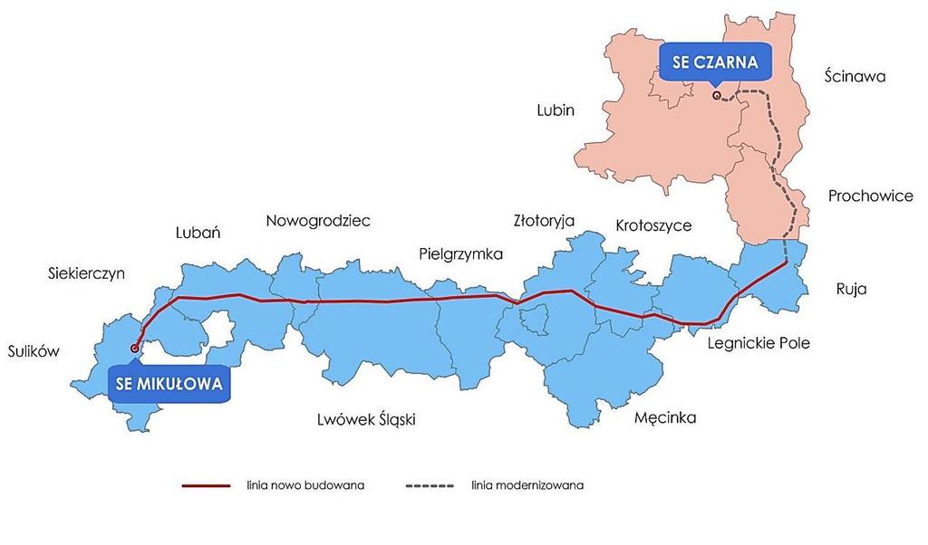 Projekty w toku Budowa nowej linii 2 400 kv Mikułowa Czarna (~100 km)