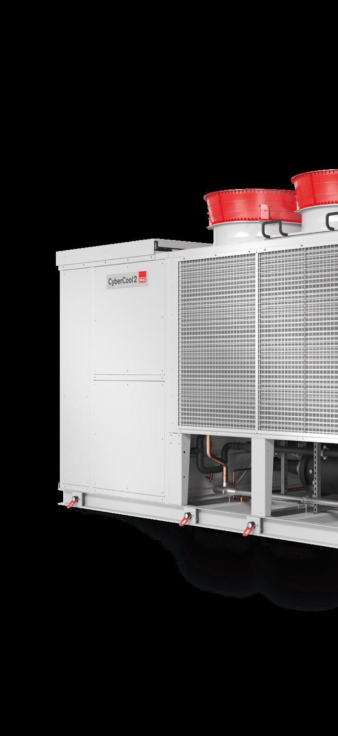 CyberCool 2 najważniejsze fakty dotyczące energooszczędności Zmaksymalizowana wielkość konstrukcyjna skraplaczy EER Zmaksymalizowane wielkości konstrukcyjne komponentów zapewniają niski pobór energii.