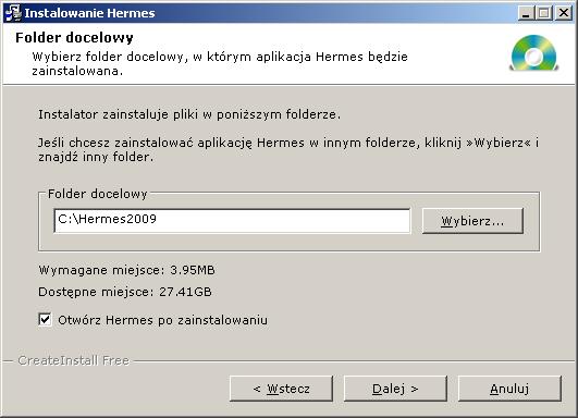 Instalacja programu W celu prawidłowej instalacji programu Hermes 2009 należy wykonać następujące czynności: 1.