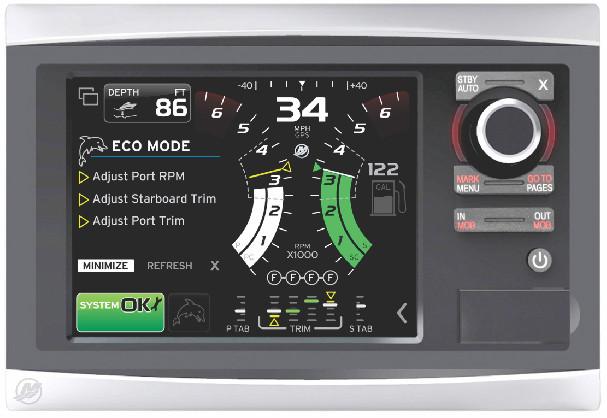 Rozdział 1 - Opis kompletnego zespołu silnikowego Przednie elementy sterujące a b c d e f g h i 52293 a - Ekran dotykowy b - Przycisk Mark Menu c - Przycisk Standby Auto d - Przycisk Exit e -
