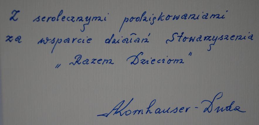 Pióro z faksymile podpisu Pani
