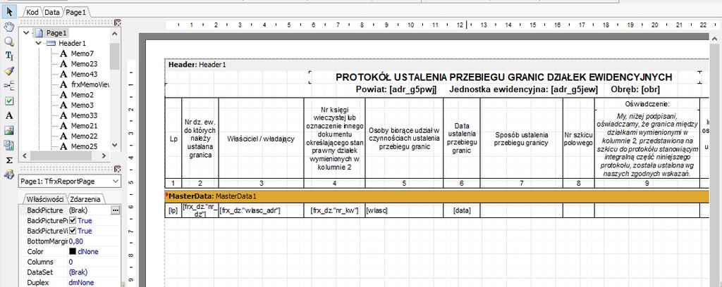 Raport Protokół ustalenia przebiegu granic można wykonać w trzech wariantach.