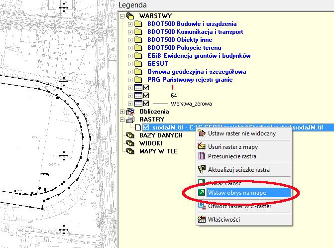 - otwórz raster w C-Raster, - właściwości (parametry i opis dodatkowy). Ad.5. Widoki zapisywanie widoku (uwzględnianie zakresu i skali) z bieżącego okna mapy pod własną nazwą.