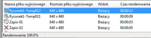 ikonka 10 oznacza, że plik rysunku jest tymczasowy i ma nadaną nazwę w sposób automatyczny (nie jest zapisany na dysku), ikonka 11 oznacza, że plik rysunku jest zapisany na dysku w sposób