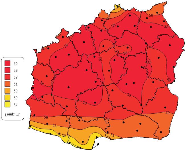 256 Marek Pszczo³a, Dawid Ryœ, Piotr Jasku³a nadmorskim do +30 C na znacznym obszarze czêœci centralnej i po³udniowej Polski. Temp. [ C 24 25 26 27 28 29 30 Fig. 8.