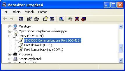 Po zainstalowaniu sterowników, kaseta będzie rozpoznawana przez Windows, jako port komunikacyjny COM, co można zweryfikować w Menadżerze Urządzeń systemu Windows: W przypadku, kiedy kaseta nie