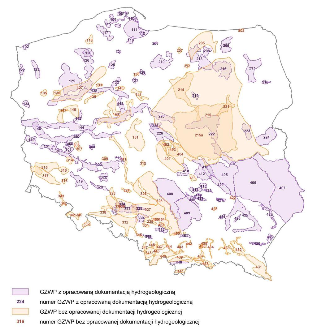 Rysunek 2.Lokalizacja GZWP w Polsce. źródło: Państwowa Służba Hydrogeologiczna.