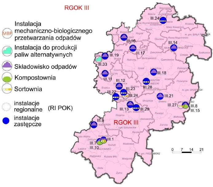 Rysunek 9. Region III gospodarki odpadami. źródło: Plan Gospodarki Odpadami Województwa Łódzkiego 2012. Miejsce składowania odpadów 9 Większość, bo aż ok.