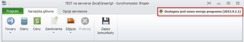 1.6 Aktualizacja Informacje o możliwości zainstalowania nowej wersji programu znajdują się w prawym górnym rogu okna programu, na pasku zakładek.