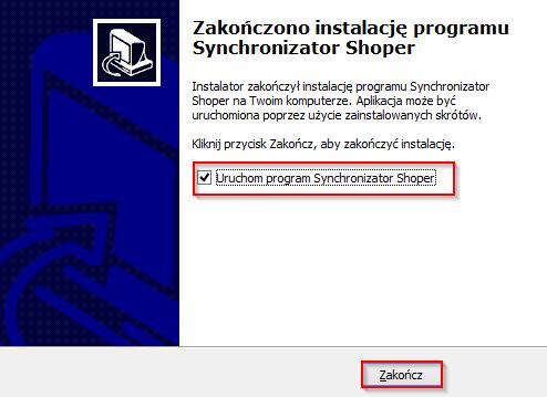 Kreator instalacji poinformuje o poprawnie przeprowadzonym procesie instalacji.