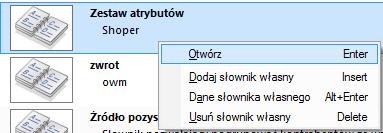 Utworzony zestaw atrybutów, na potrzeby tego przykładu został nazwany