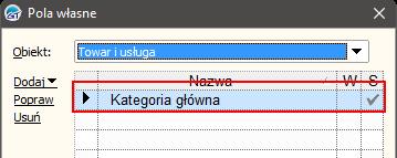 Pole własne towaru jako nazwa kategorii głównej w Shoperze.