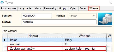 słownikowe Zestaw wariantów.