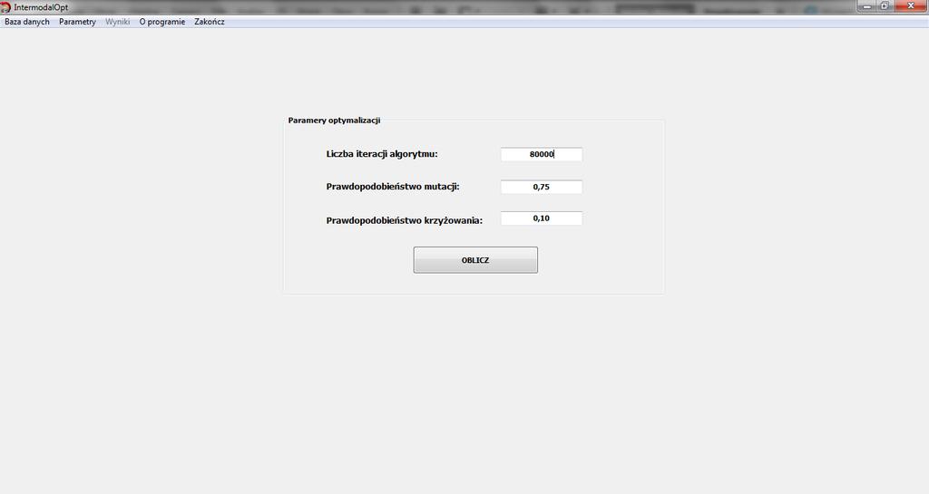 W ramach modułu obliczeniowego użytkownik ma możliwość określenia następujących parametrów optymalizacji (rys. 7.