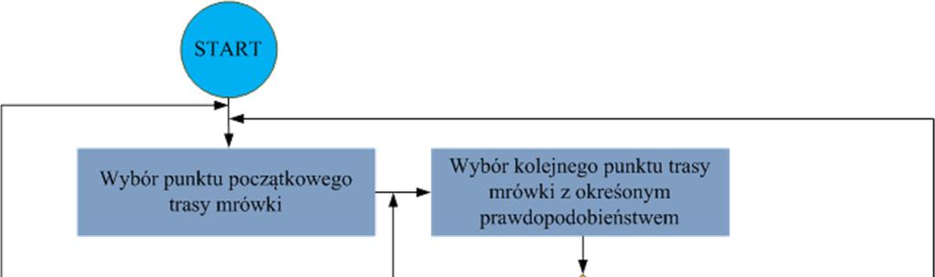 Rys. 4.3. Schemat algorytmu mrówkowego z aktualizacją cykliczną Źródło: opracowanie własne na podstawie [57].
