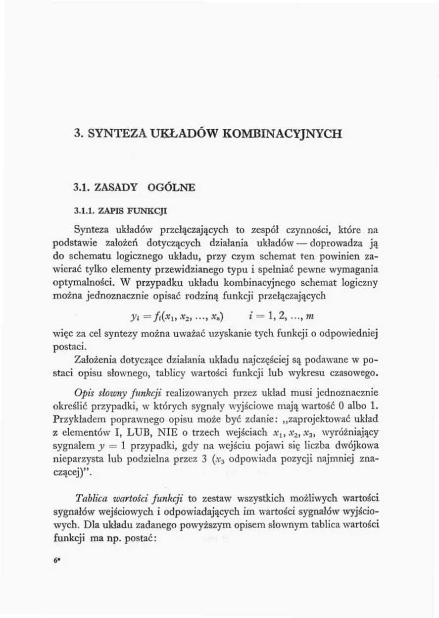 3. SYNTEZA UKŁADÓW KOMBINACYJNYCH 3.. ZASADY OGÓLNE 3.