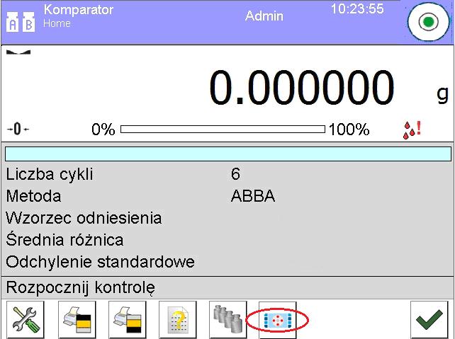 Gałka zmiany dociążeń Uwaga: W przypadku wystąpienia jakichkolwiek problemów z wynikami podczas wzorcowania odważników, należy zdjąć odważnik z szalki, zmienić pozycję gałki zmiany dociążeń na