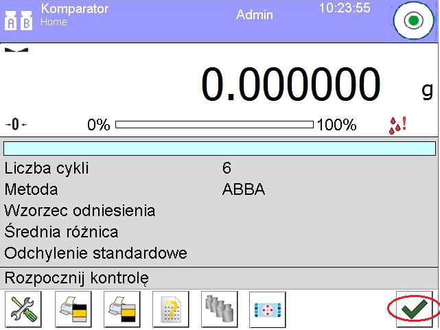 sposób: Kliknąć szare pole obszaru roboczego => wybrać < Przyciski> => wybrać pierwszy kolejny wolny <przycisk ekranowy> => i następnie wybrać pozycję Sterowanie automatem komparatora. 10.18.3.