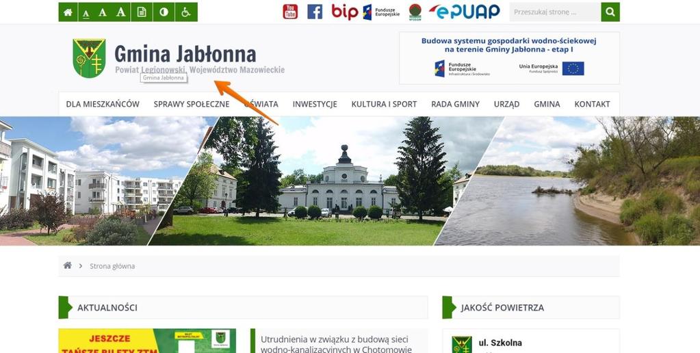 trwa proces modyfikowania strony internetowej www.jablonna.pl 26. Zaleca się uzupełnianie linków, które są niezrozumiałe poza kontekstem wizualnym o ukryty tekst, który wyjaśnia dokąd prowadzą.