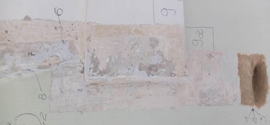 Faza chronologiczna GZYMSY SZTUKATERII ODKRYWKA Nr 6 9 Warstwa malarska, akryl, Off White 50 X 8 Warstwa malarska, kredowa, jasny kobalt VIII 7