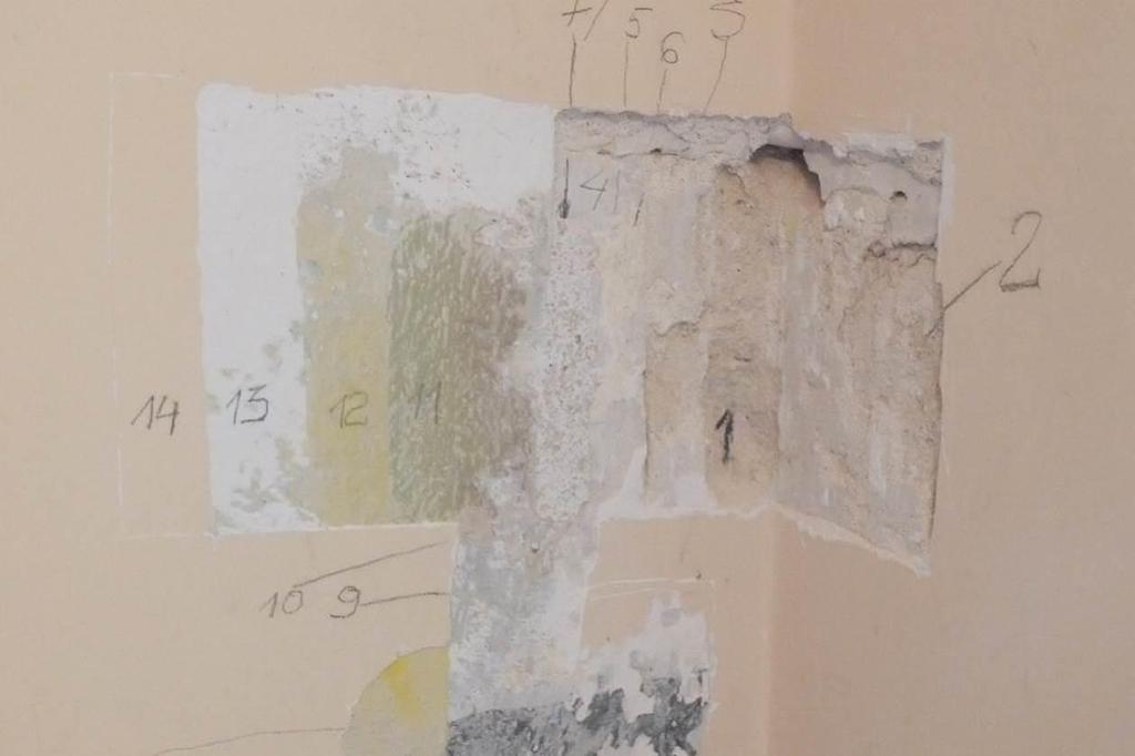 Faza chronologiczna ODKRYWKA Nr 3, ŚCIANY 14 Głądź gipsowa Warstwa malarska, akryl, Marill 120 XI 13 Warstwa malarska, olejna, Curry 140 X 12 Warstwa malarska, olejna, Grenadin 115 IX 11 Warstwa