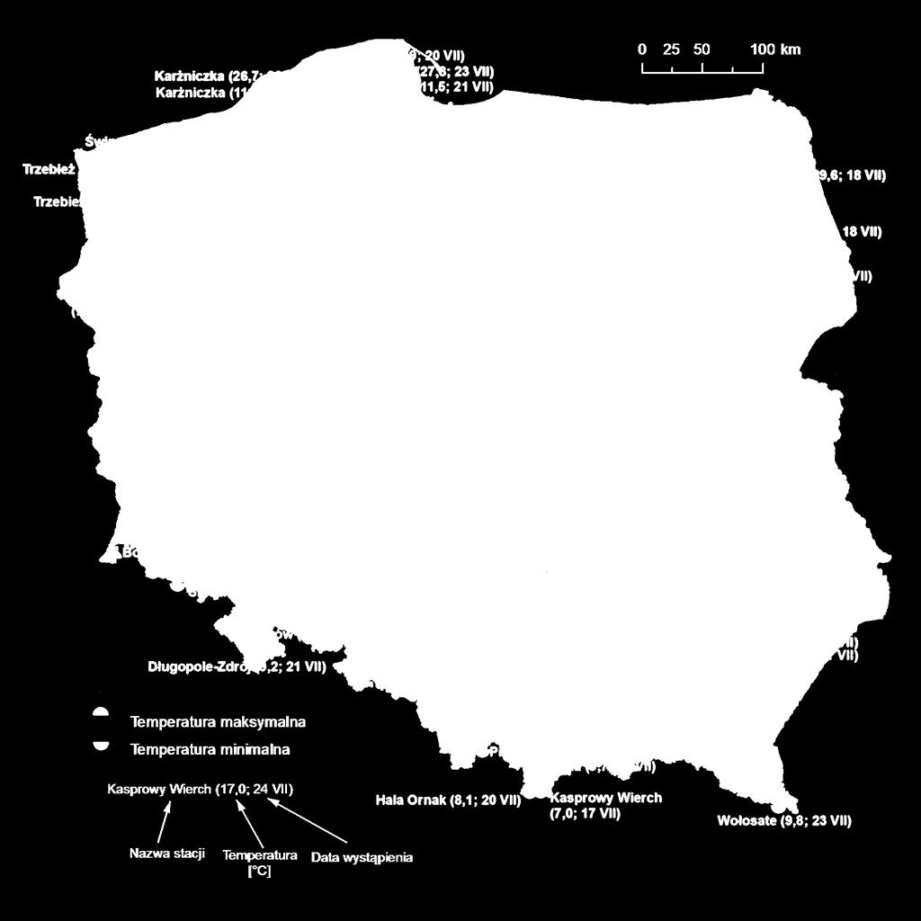 2. Temperatury ekstremalne w regionach