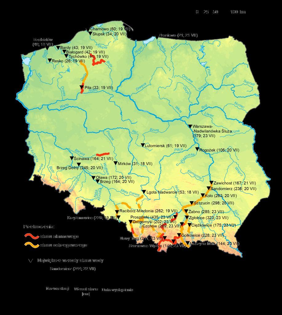 4. Przekroczenia stanów ostrzegawczych i alarmowych oraz najwyższe dobowe wzrosty