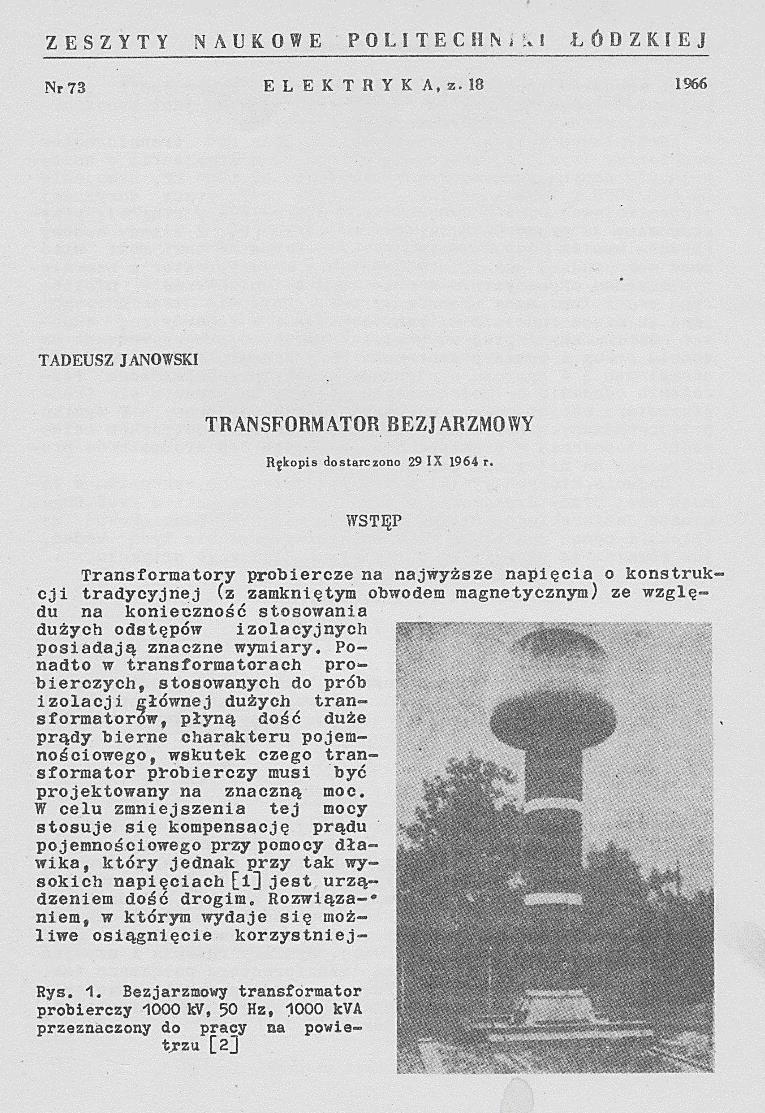 Strona tytułowa artykułu wydrukowanego w Zeszytach