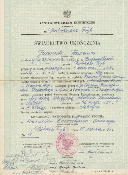 Świadectwa szkolne ukończenia