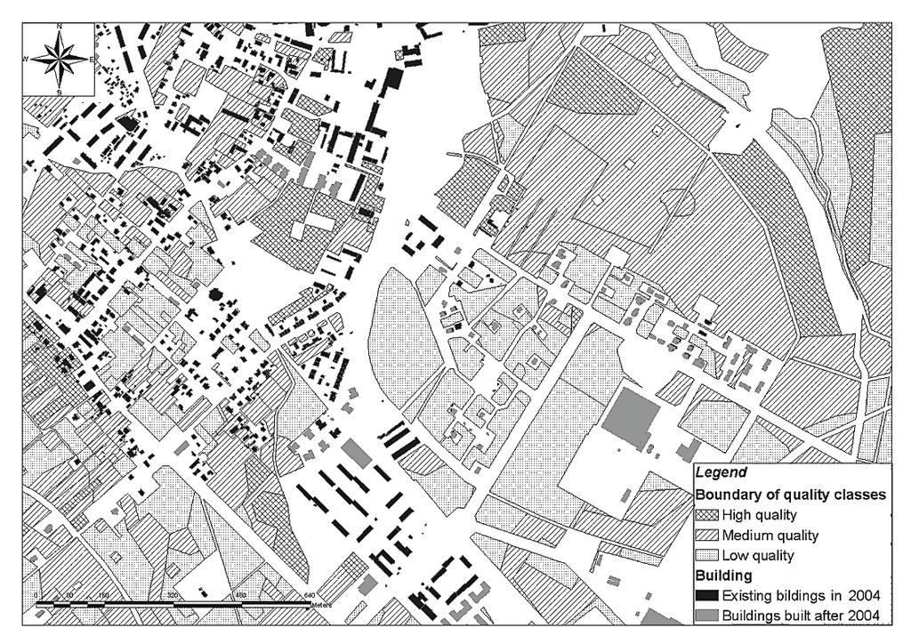 Indicator-based environmental impact assessment of suburbanisation process... 209 Figure 3. Location of new buildings in comparison with the soil quality in Siechnice Source: [Stasica 2012]. living.