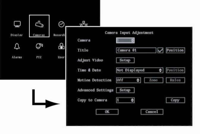 TruVision DVR 40 instrukcja obsługi 49 6. Ustawienia kamery Menu Camera (Kamera) umożliwia konfigurowanie kamer. Można skonfigurować następujące opcje: Nazwy wszystkich kamer.