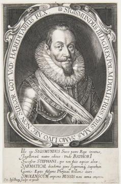 22 Talar koronacyjny Zygmunta III Wazy z mieczem Miedzioryt portret Zygmunta III