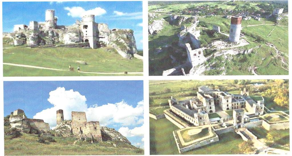 Częstochowy, zamek w Mirowie, Ogrodzieńcu, Bobolicach /obecnie odrestaurowany/, zamek Tęczyn.