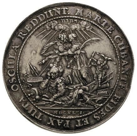 57 Kolejne przedstawienie króla, który miał powstrzymać arabski potop w typie marsowym, widoczne jest na medalu z panoramą Gdańska, bez określonego roku.