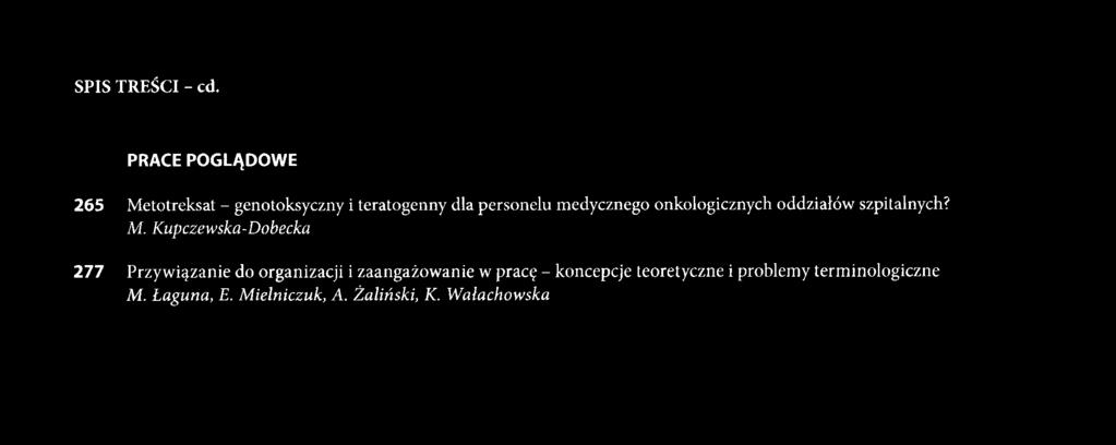medycznego onkologicznych oddziałów szpitalnych? M.