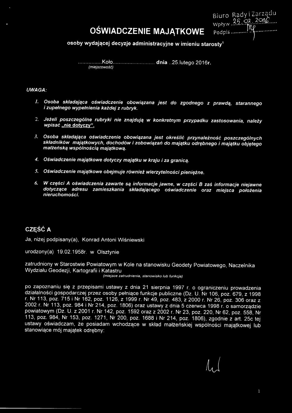 Jeżeli poszczególne rubryki nie znajdują w konkretnym przypadku zastosowania, należy wpisać "nie dotyczy". 3.