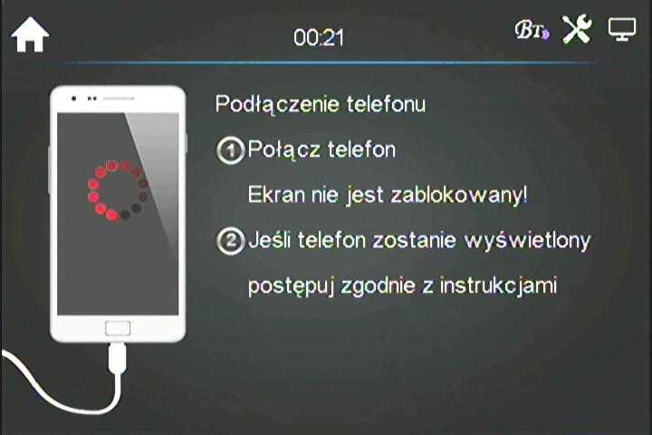 Po wybraniu numeru telefonu z klawiatury (rys 21) dotknij przycisku z zielona słuchawką, nastąpi łączenie i wyświetlenie menu (rys 22), aby zakończyć rozmowę dotknij przycisku z czerwoną słuchawką.