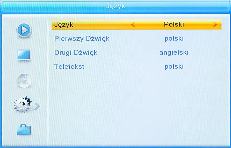 Instrukcja obsługi Ustawienia systemu Opcja umożliwia zmianę języka: menu, pierwszej ścieżki dźwiękowej, drugiej ścieżki dźwiękowej oraz telegazety.